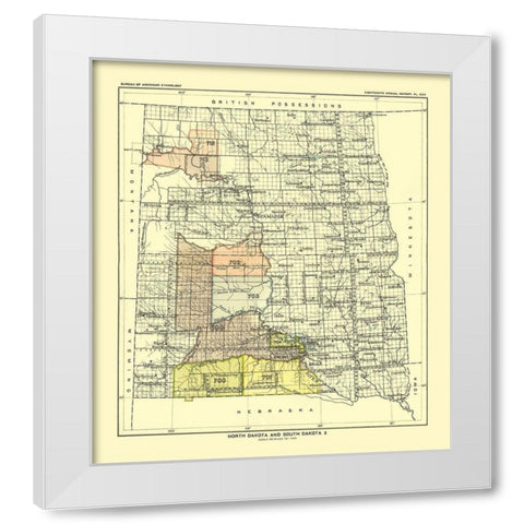 North and South Dakota - Hoen 1896 White Modern Wood Framed Art Print by Hoen