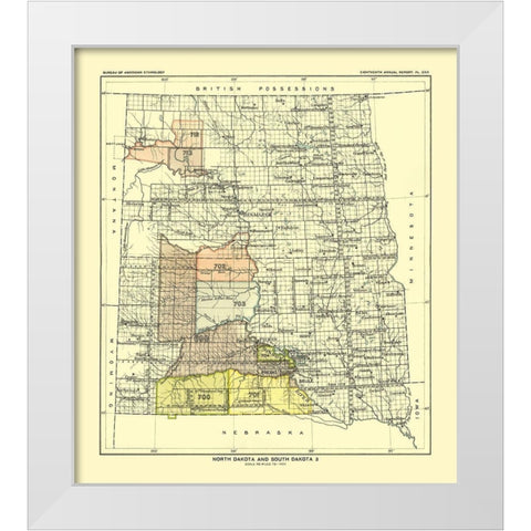 North and South Dakota - Hoen 1896 White Modern Wood Framed Art Print by Hoen