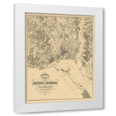 Washington DC Maryland - Boschke 1861 White Modern Wood Framed Art Print by Boschke