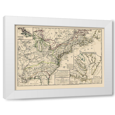 US East of Mississippi River - Phelippeaux 1783 White Modern Wood Framed Art Print by Phelippeaux