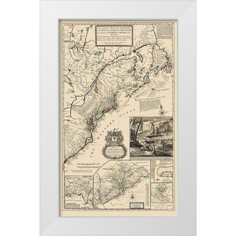 United States Northeast Coast - Moll 1711 White Modern Wood Framed Art Print by Moll
