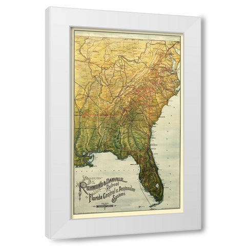 Richmond and Danville Railroad 1893 White Modern Wood Framed Art Print by American Bank Note