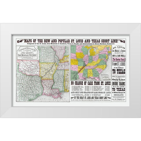 St Louis, Iron Mountain and Southern Railway - White Modern Wood Framed Art Print by Unknown