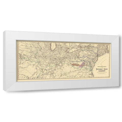 Potomac and Ohio Railway Projected Route 1874 White Modern Wood Framed Art Print by Colton