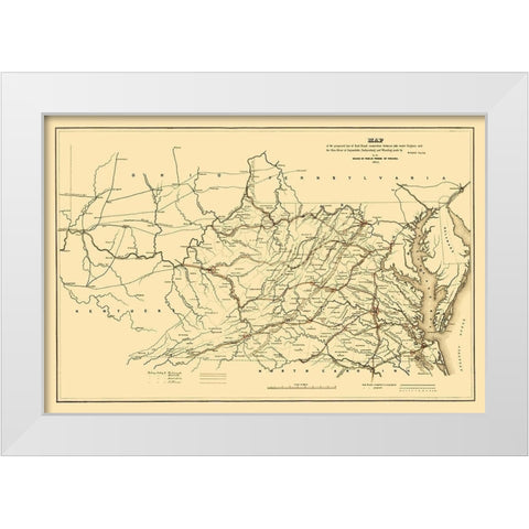 Tide Water Virginia to Ohio River Proposed 1852 White Modern Wood Framed Art Print by Vaisz