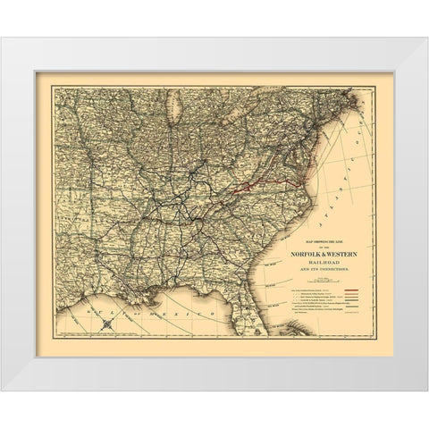Norfolk and Western Railroad - Colton 1887 White Modern Wood Framed Art Print by Colton