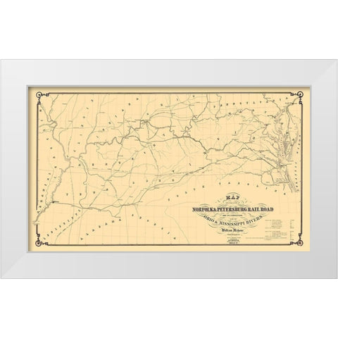 Norfolk and Petersburg Railroad - Griffith 1858 White Modern Wood Framed Art Print by Griffith