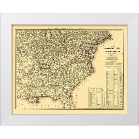 Shenandoah Valley, Norfolk and Western 1881 White Modern Wood Framed Art Print by Colton