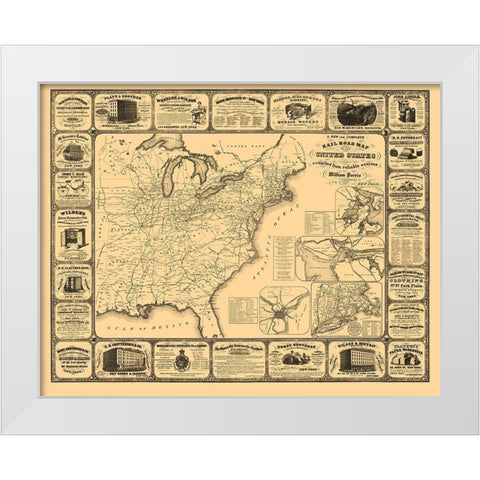 United States Railroads - Perris 1857 White Modern Wood Framed Art Print by Perris