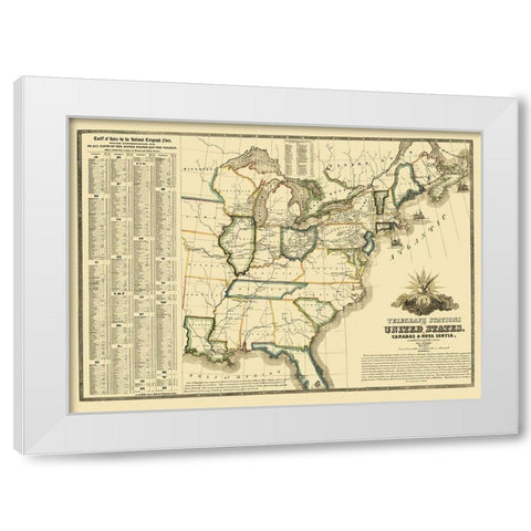 United States Telegraph Stations - Barr 1853 White Modern Wood Framed Art Print by Barr