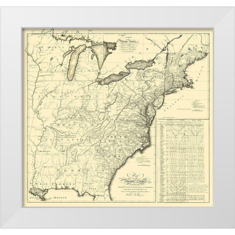 United States Eastern - Bradley 1796 White Modern Wood Framed Art Print by Bradley