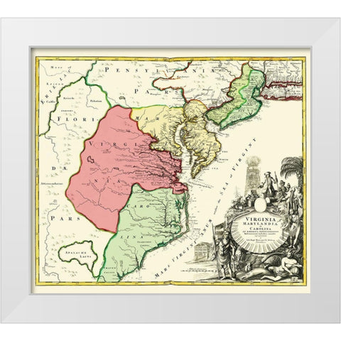 America Septentrionali - Homann 1740 White Modern Wood Framed Art Print by Homann