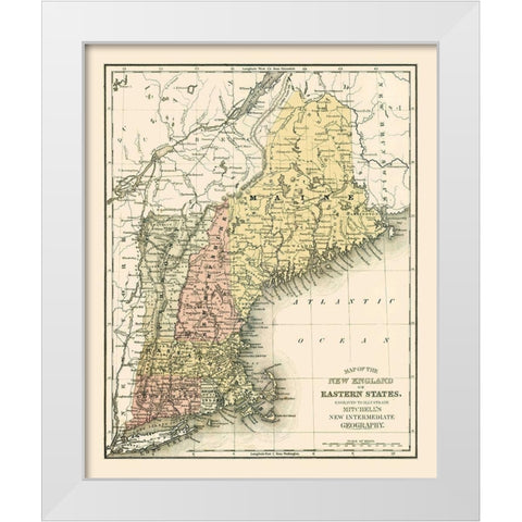 Eastern States - Mitchell 1877 White Modern Wood Framed Art Print by Mitchell