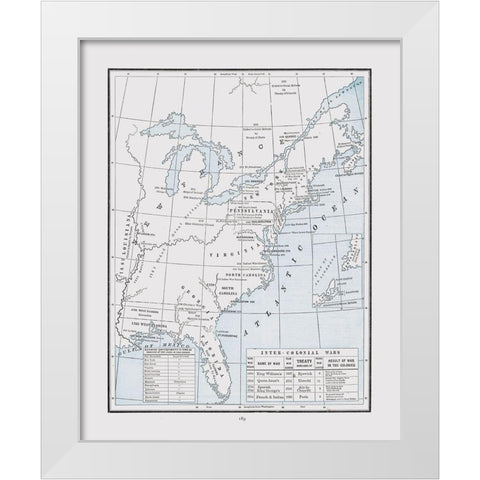 Inter Colonial Wars - Cram 1892 White Modern Wood Framed Art Print by Cram