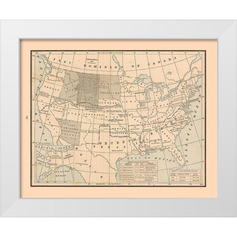 United States, 19th century- Cram 1888 White Modern Wood Framed Art Print by Cram