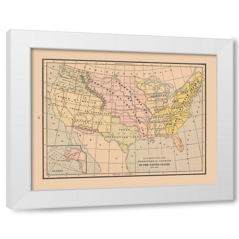 Growth of United States - Cram 1888 White Modern Wood Framed Art Print by Cram