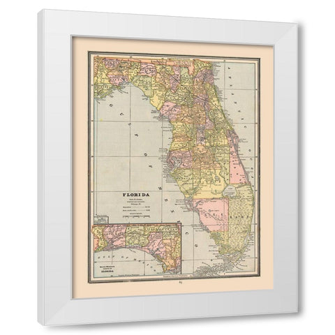 Florida, United States - Cram 1888 White Modern Wood Framed Art Print by Cram