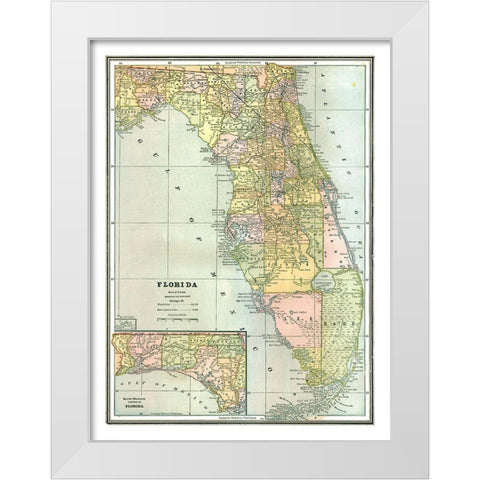 Florida - Johnson 1888 White Modern Wood Framed Art Print by Johnson