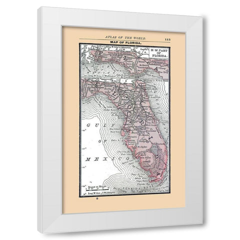 Florida - Alden 1886 White Modern Wood Framed Art Print by Alden