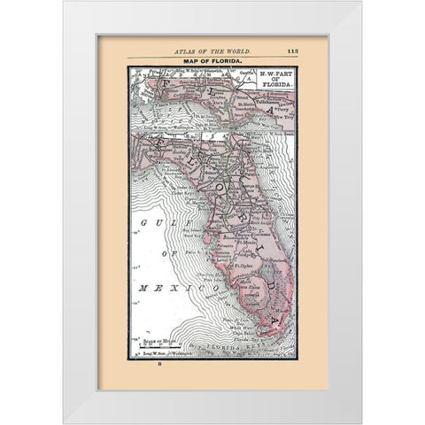Florida - Alden 1886 White Modern Wood Framed Art Print by Alden