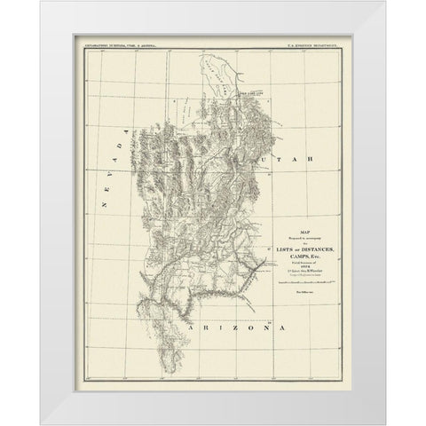 Grand Canyon Camp District - Wheeler 1872 White Modern Wood Framed Art Print by Wheeler