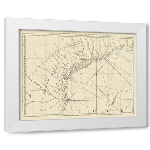 West Coast Louisiana, New Leon - Jefferys 1775 White Modern Wood Framed Art Print by Jefferys