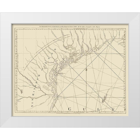 West Coast Louisiana, New Leon - Jefferys 1775 White Modern Wood Framed Art Print by Jefferys