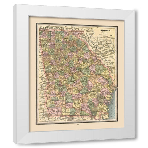 Georgia, United States - Cram 1888 White Modern Wood Framed Art Print by Cram