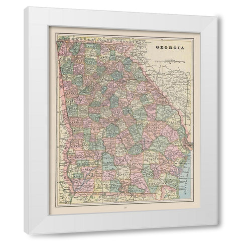Georgia - Cram 1892 White Modern Wood Framed Art Print by Cram