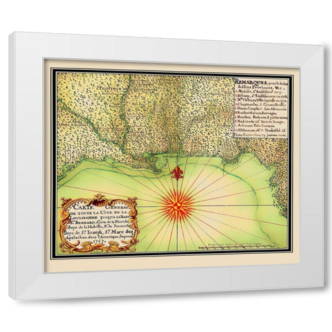Gulf of Mexico Coast United States - de Batz 1747 White Modern Wood Framed Art Print by de Batz