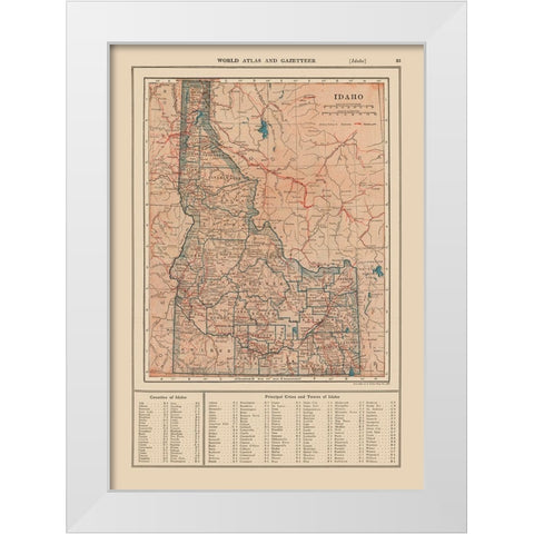 Idaho - Reynold 1921 White Modern Wood Framed Art Print by Reynold