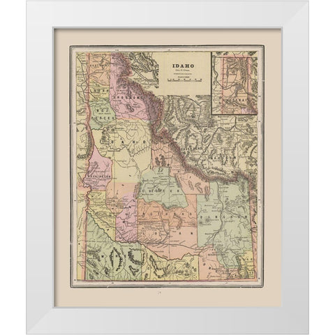 Idaho - Cram 1892 White Modern Wood Framed Art Print by Cram