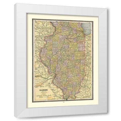 Illinois - Cram 1888 White Modern Wood Framed Art Print by Cram
