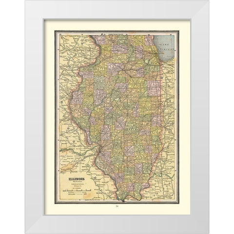 Illinois - Cram 1888 White Modern Wood Framed Art Print by Cram