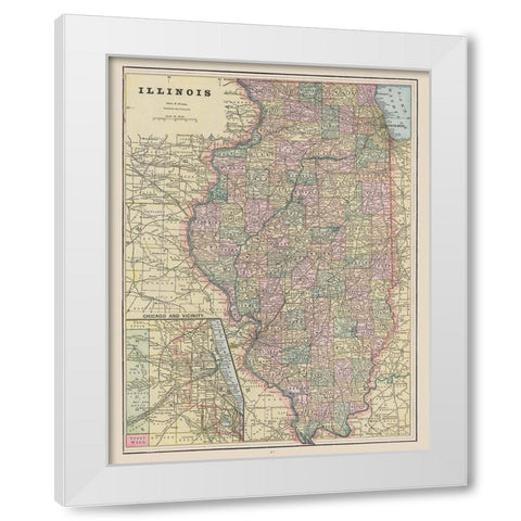 Illinois - Cram 1892 White Modern Wood Framed Art Print by Cram