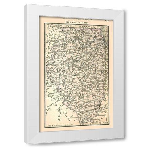 Illinois - Alden 1886 White Modern Wood Framed Art Print by Alden