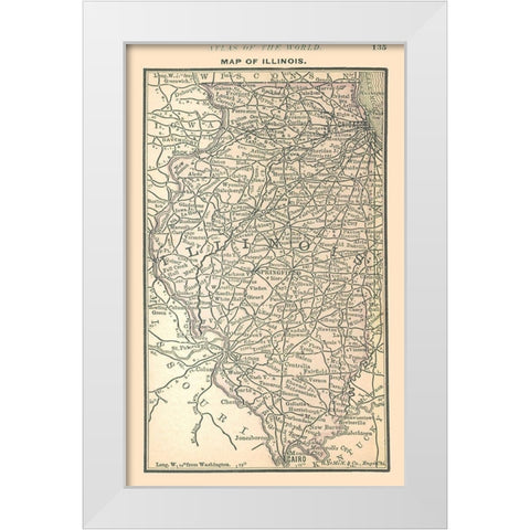 Illinois - Alden 1886 White Modern Wood Framed Art Print by Alden