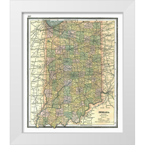 Indiana - Johnson 1888 White Modern Wood Framed Art Print by Johnson