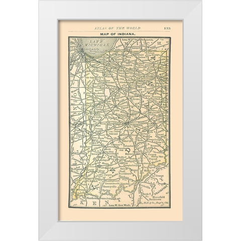 Indiana - Alden 1886 White Modern Wood Framed Art Print by Alden