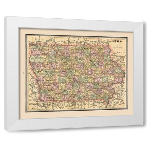Iowa - Cram 1888 White Modern Wood Framed Art Print by Cram