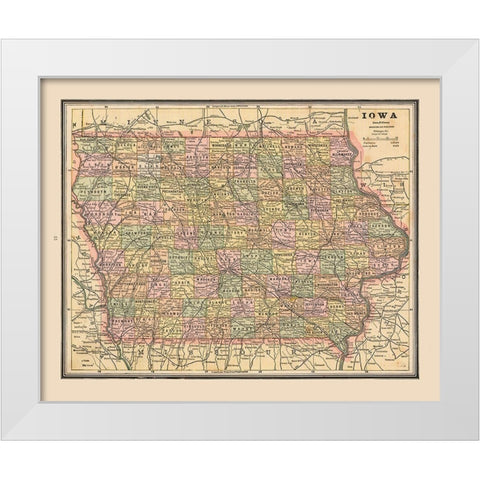 Iowa - Cram 1888 White Modern Wood Framed Art Print by Cram