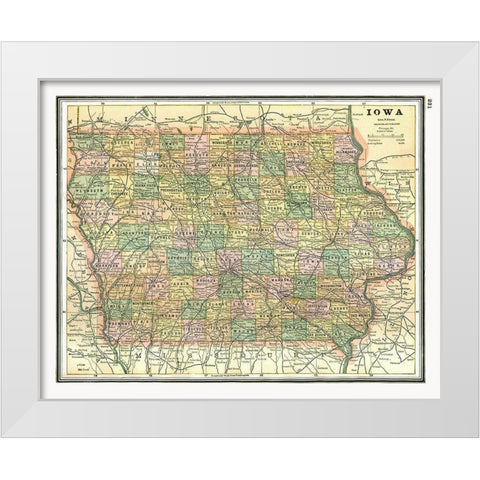 Iowa - Johnson 1888 White Modern Wood Framed Art Print by Johnson
