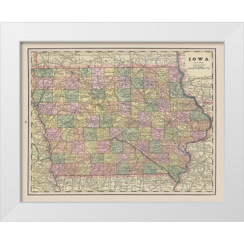 Iowa - Cram 1892 White Modern Wood Framed Art Print by Cram