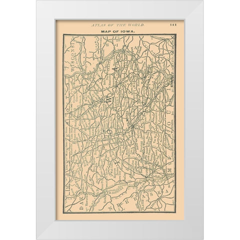 Iowa - Alden 1886 White Modern Wood Framed Art Print by Alden