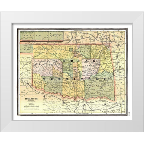 Indian Territory - Johnson 1888 White Modern Wood Framed Art Print by Johnson