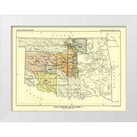Indian Territory Oklahoma - Guthrie - Hoen 1896 White Modern Wood Framed Art Print by Hoen