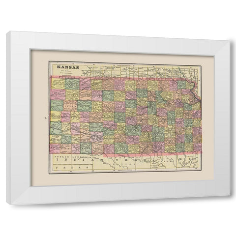 Kansas - Cram 1892 White Modern Wood Framed Art Print by Cram