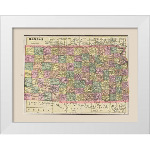 Kansas - Cram 1892 White Modern Wood Framed Art Print by Cram