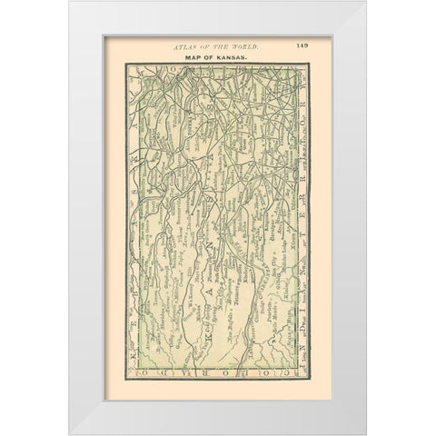 Kansas - Alden 1886 White Modern Wood Framed Art Print by Alden