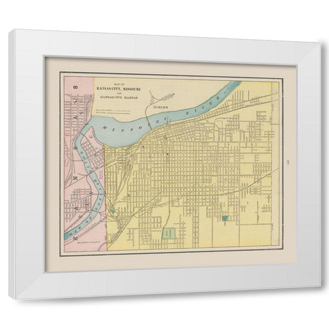 Kansas City  Missouri - Cram 1892 White Modern Wood Framed Art Print by Cram